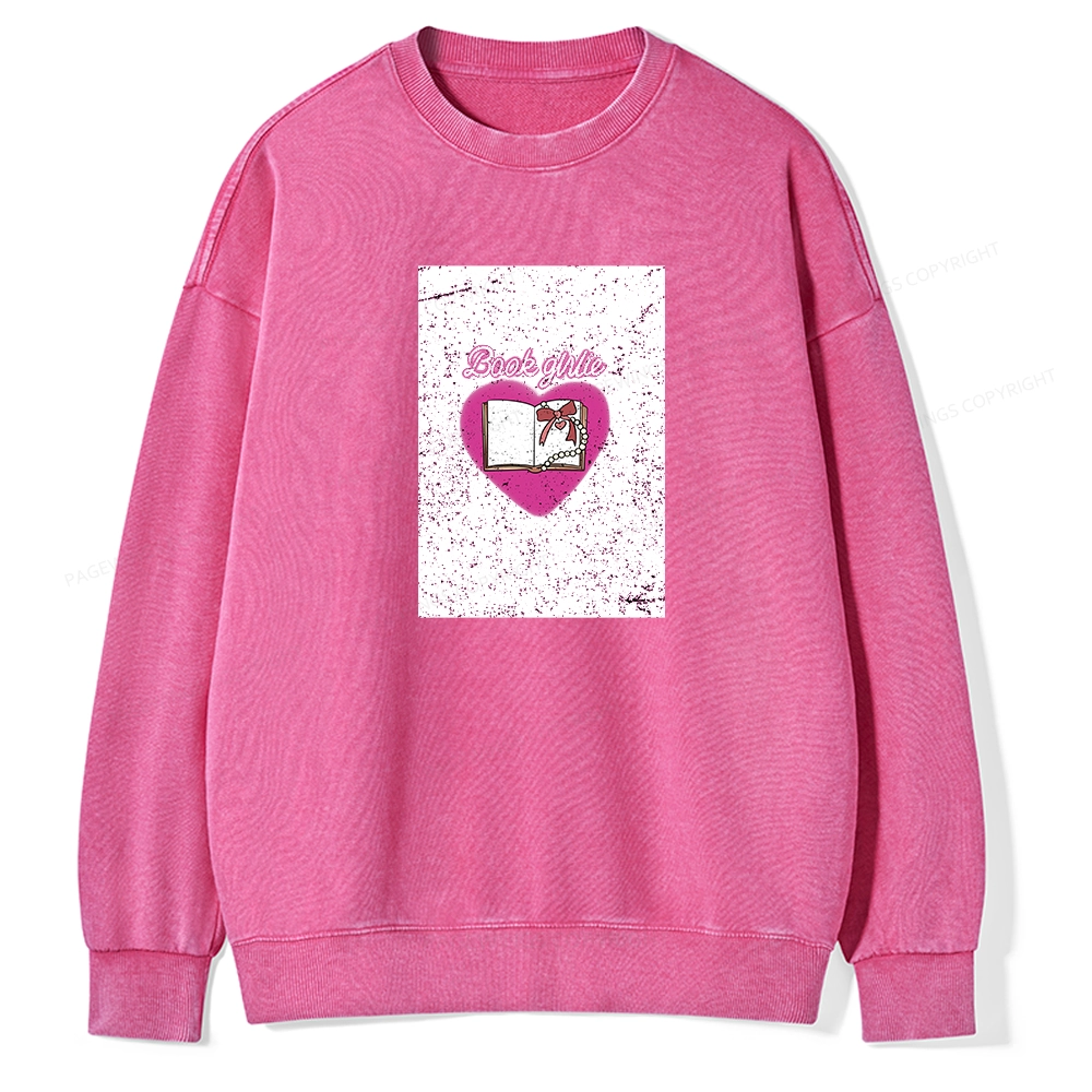 Pagewings Book Girlie Book Girlie Book Girlie T-Shirts Unisex Washed Sweatshirt