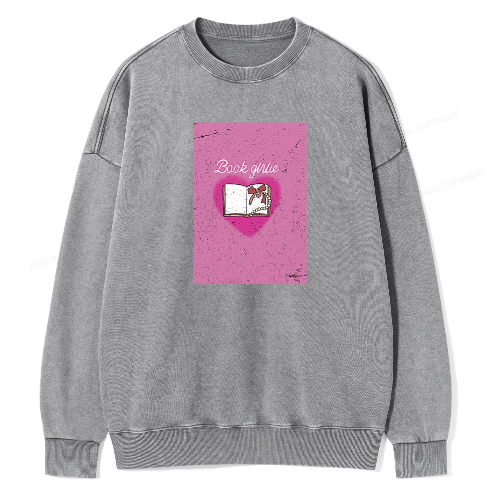 Pagewings Book Girlie Book Girlie Book Girlie T-Shirts Unisex Washed Sweatshirt