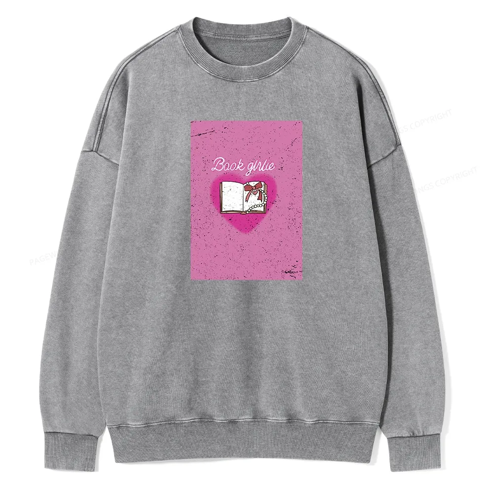 Pagewings Book Girlie Book Girlie Book Girlie T-Shirts Unisex Washed Sweatshirt