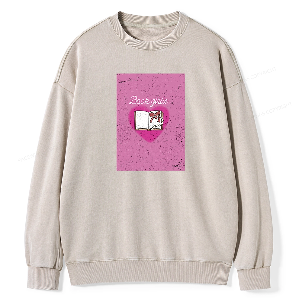 Pagewings Book Girlie Book Girlie Book Girlie T-Shirts Unisex Washed Sweatshirt