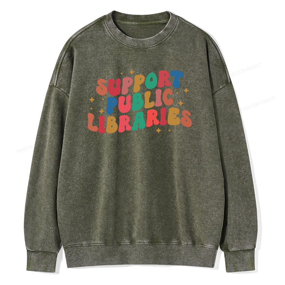 Pagewings Public Library Sweatshirt Unisex Washed Sweatshirt