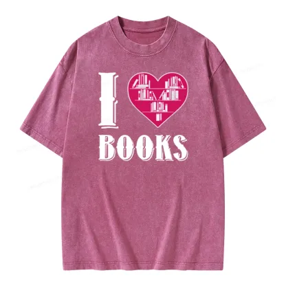 Pagewings I Love Book T Shirts T Shirt Unisex Washed T-shirt