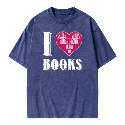 Pagewings I Love Book T Shirts T Shirt Unisex Washed T-shirt