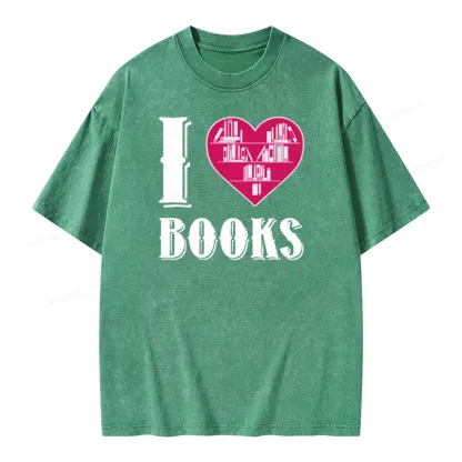 Pagewings I Love Book T Shirts T Shirt Unisex Washed T-shirt