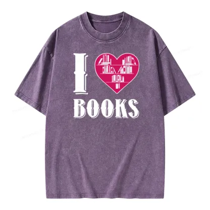 Pagewings I Love Book T Shirts T Shirt Unisex Washed T-shirt
