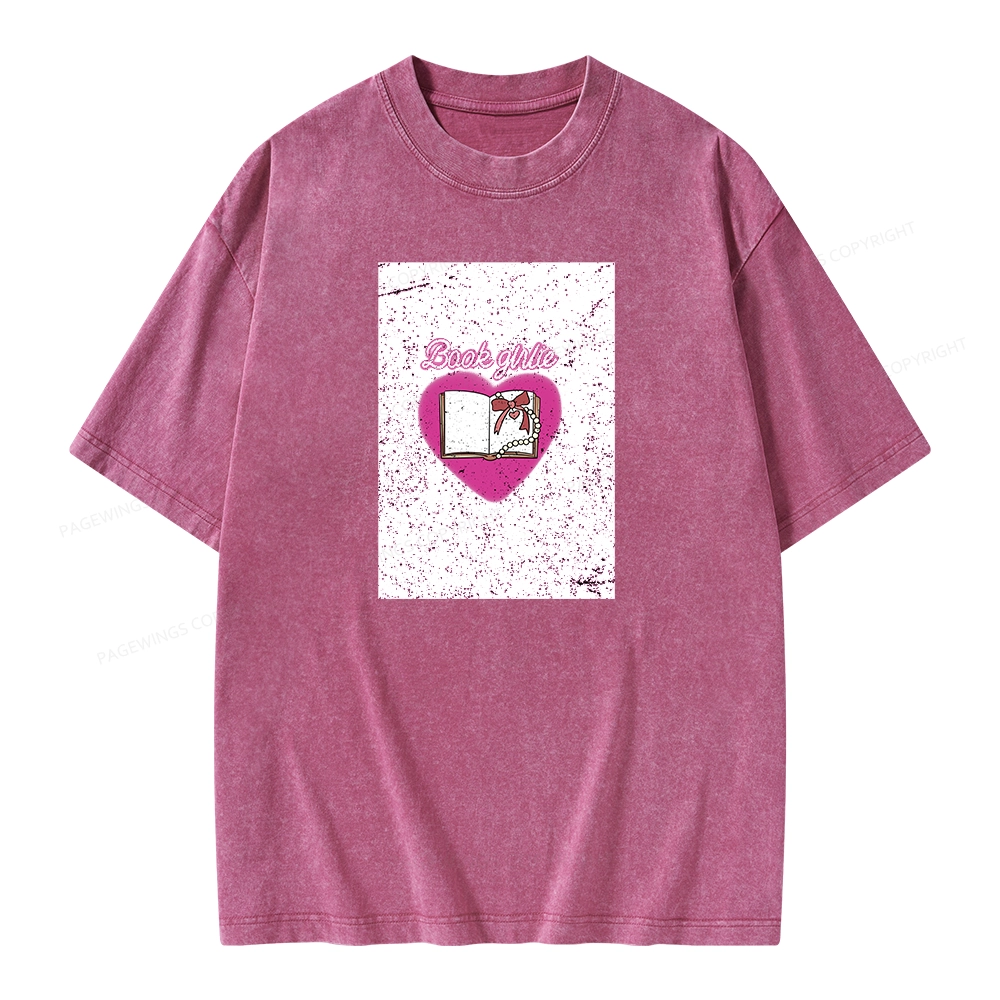 Pagewings Book Girlie Book Girlie Book Girlie T-Shirts Unisex Washed T-shirt