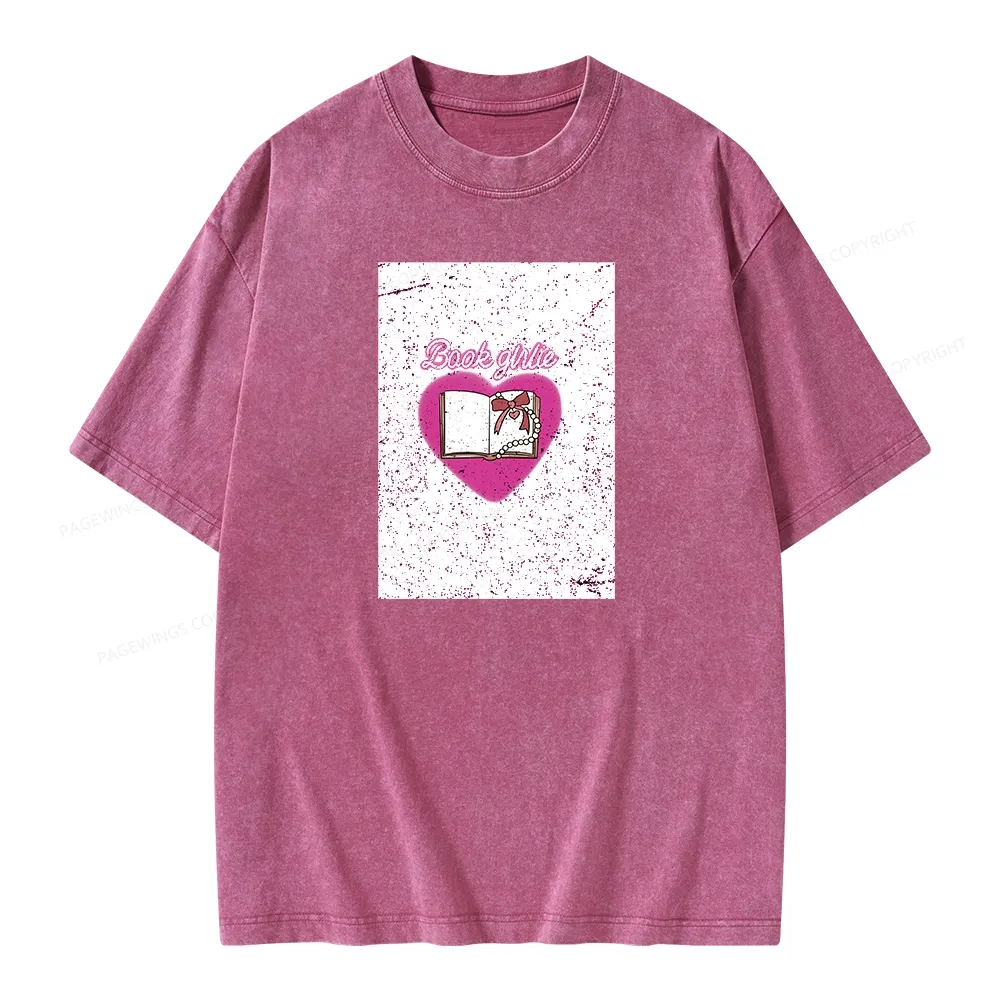 Pagewings Book Girlie Book Girlie Book Girlie T-Shirts Unisex Washed T-shirt