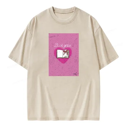 Pagewings Book Girlie Book Girlie Book Girlie T-Shirts Unisex Washed T-shirt
