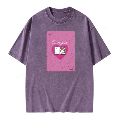 Pagewings Book Girlie Book Girlie Book Girlie T-Shirts Unisex Washed T-shirt