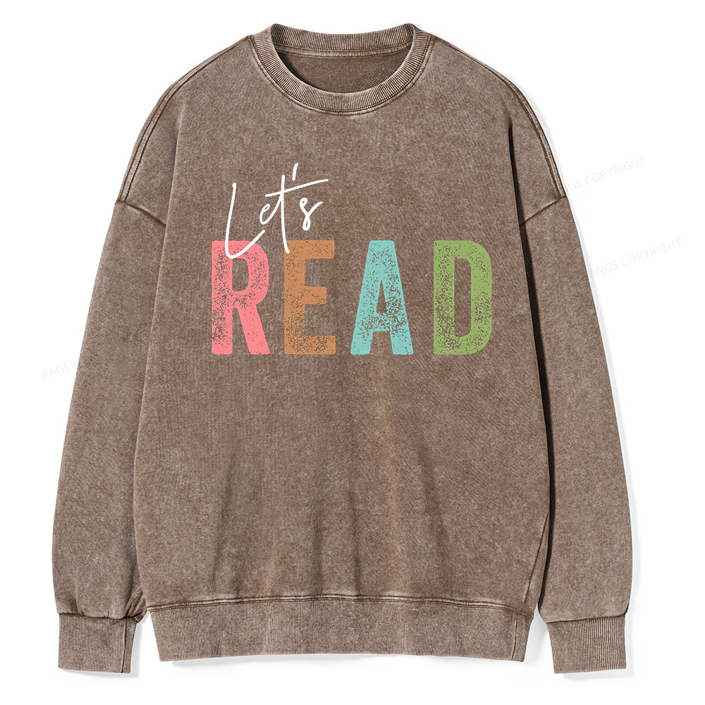 Pagewings Let's Read Unisex Washed Sweatshirt
