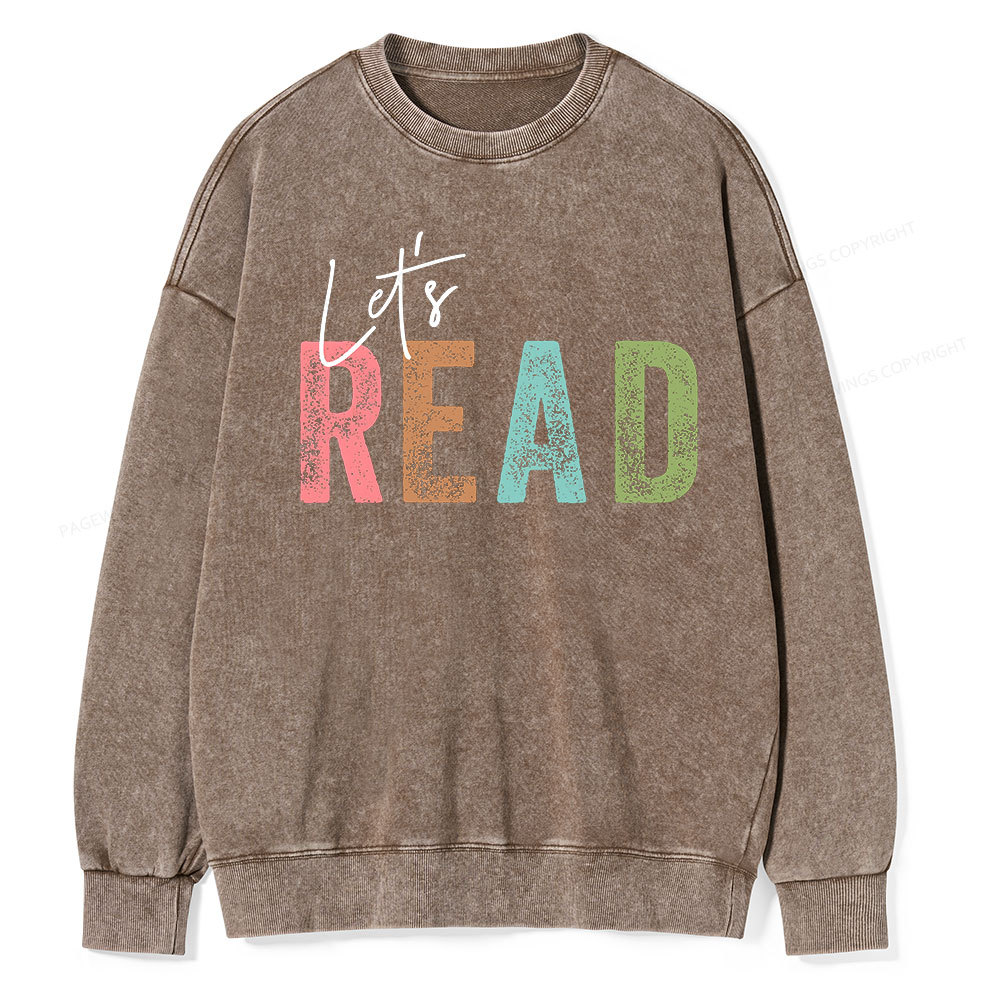 Pagewings Let's Read Unisex Washed Sweatshirt