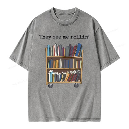 Pagewings Funny Library Sweater, Literary Gift, Bookish Unisex Washed T-shirt