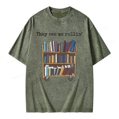 Pagewings Funny Library Sweater, Literary Gift, Bookish Unisex Washed T-shirt