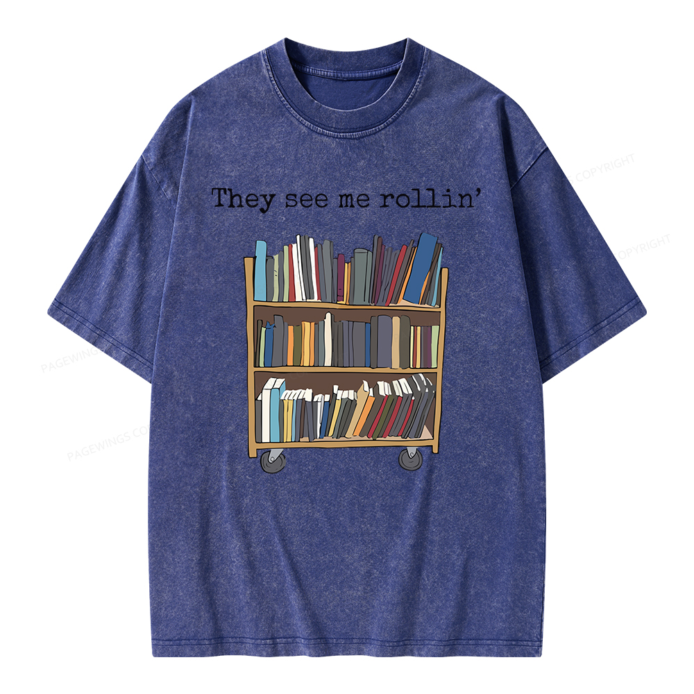 Pagewings Funny Library Sweater, Literary Gift, Bookish Unisex Washed T-shirt