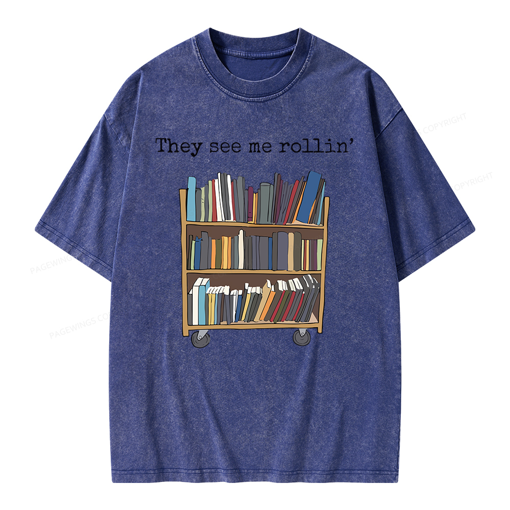 Pagewings Funny Library Sweater, Literary Gift, Bookish Unisex Washed T-shirt