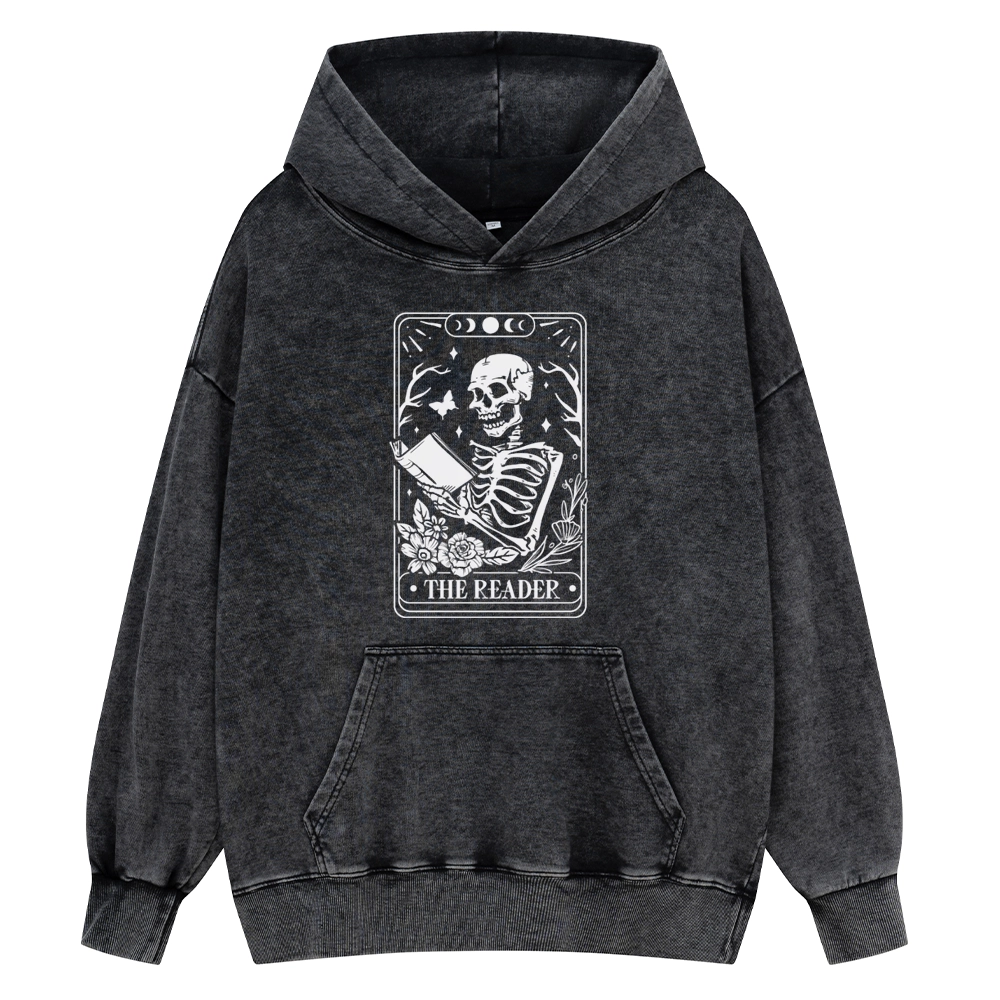 Pagewings Halloween The Reader Tarot Card Unisex Washed Hoodie