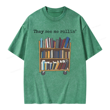 Pagewings Funny Library Sweater, Literary Gift, Bookish Unisex Washed T-shirt