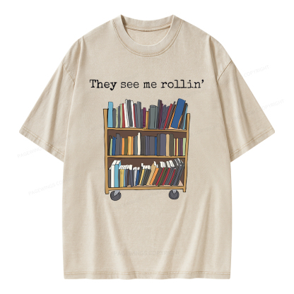 Pagewings Funny Library Sweater, Literary Gift, Bookish Unisex Washed T-shirt