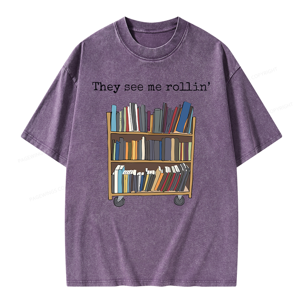 Pagewings Funny Library Sweater, Literary Gift, Bookish Unisex Washed T-shirt