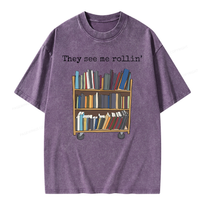 Pagewings Funny Library Sweater, Literary Gift, Bookish Unisex Washed T-shirt