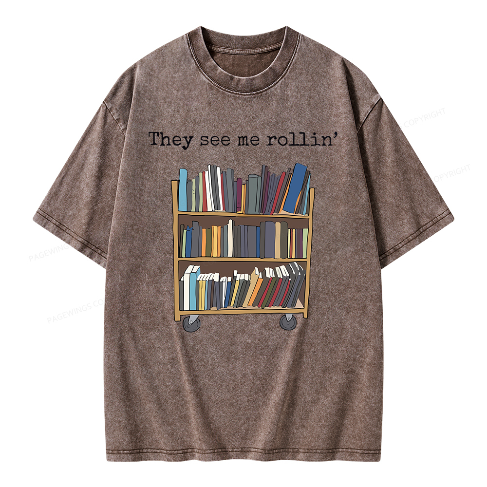 Pagewings Funny Library Sweater, Literary Gift, Bookish Unisex Washed T-shirt