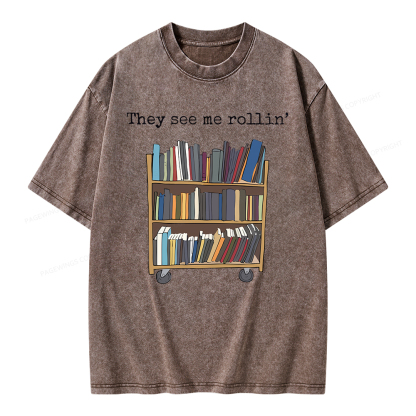 Pagewings Funny Library Sweater, Literary Gift, Bookish Unisex Washed T-shirt
