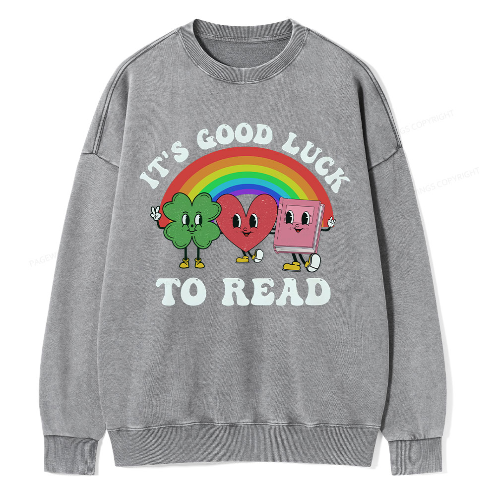 Pagewings St. Patrick's Day Librarian Unisex Washed Sweatshirt