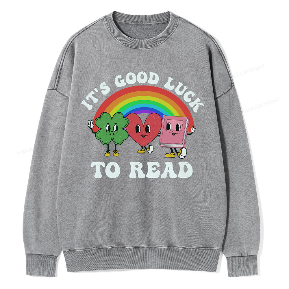 Pagewings St. Patrick's Day Librarian Unisex Washed Sweatshirt