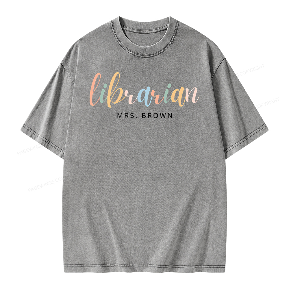 Pagewings Custom Librarian Sweatshirt, Personalized Gift for Librarian Unisex Washed T-shirt