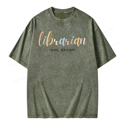 Pagewings Custom Librarian Sweatshirt, Personalized Gift for Librarian Unisex Washed T-shirt