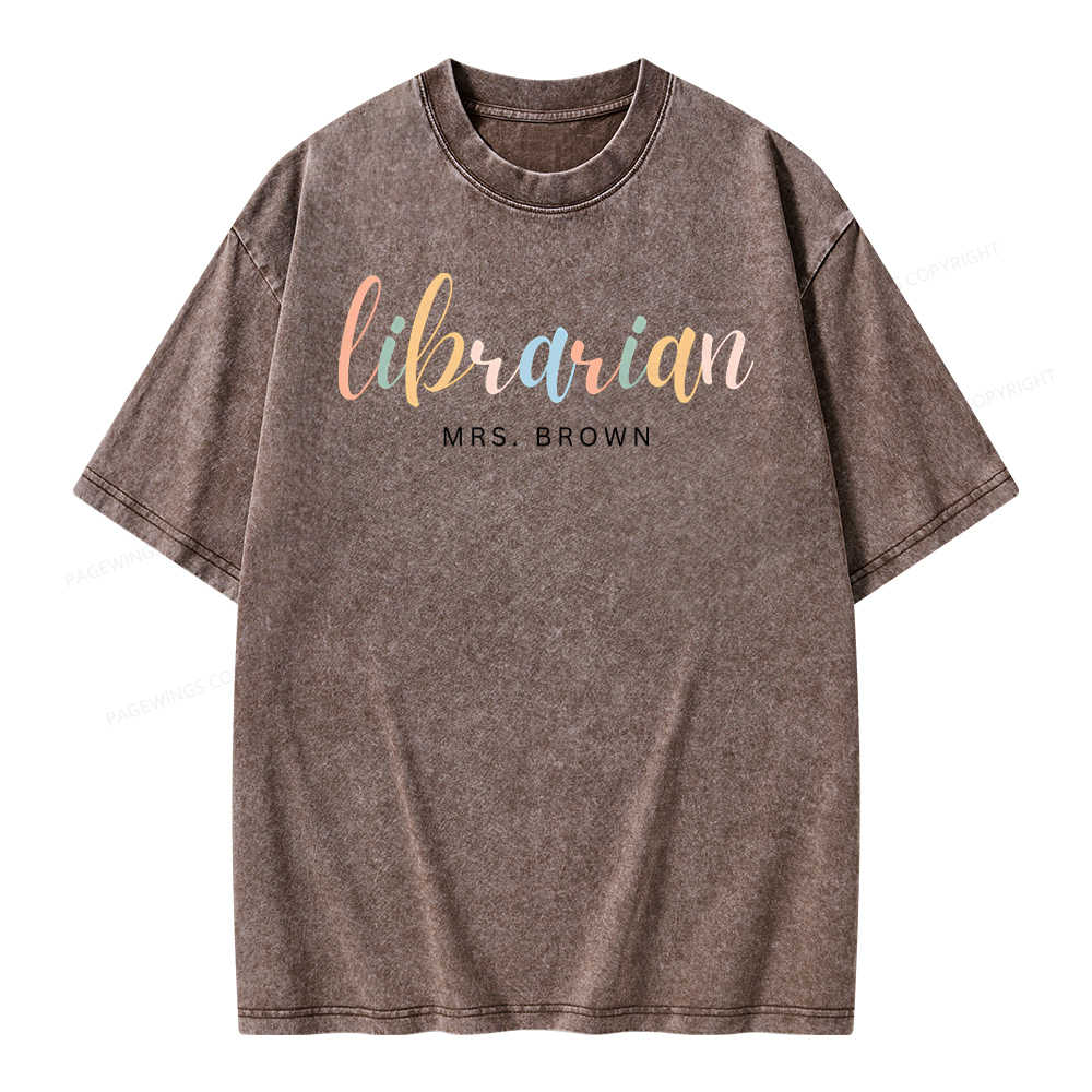 Pagewings Custom Librarian Sweatshirt, Personalized Gift for Librarian Unisex Washed T-shirt