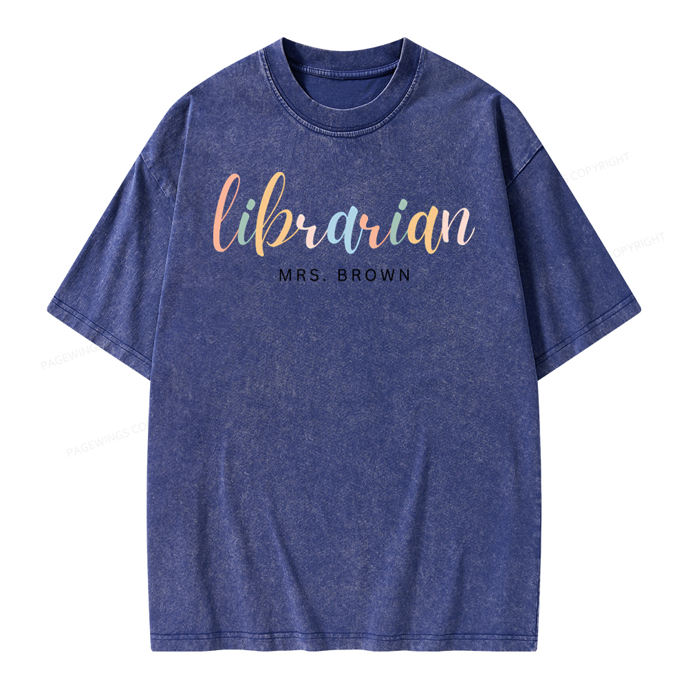 Pagewings Custom Librarian Sweatshirt, Personalized Gift for Librarian Unisex Washed T-shirt