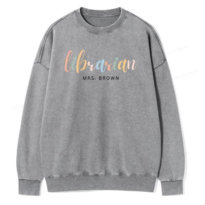 Pagewings Custom Librarian Sweatshirt, Personalized Gift for Librarian Unisex Washed Sweatshirt