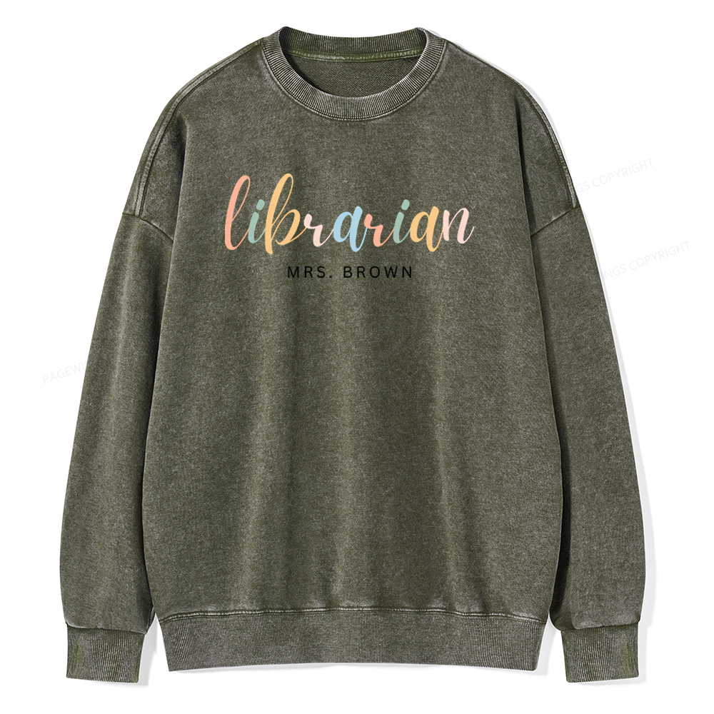 Pagewings Custom Librarian Sweatshirt, Personalized Gift for Librarian Unisex Washed Sweatshirt