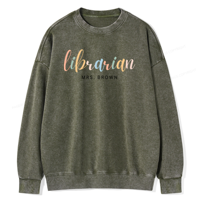 Pagewings Custom Librarian Sweatshirt, Personalized Gift for Librarian Unisex Washed Sweatshirt