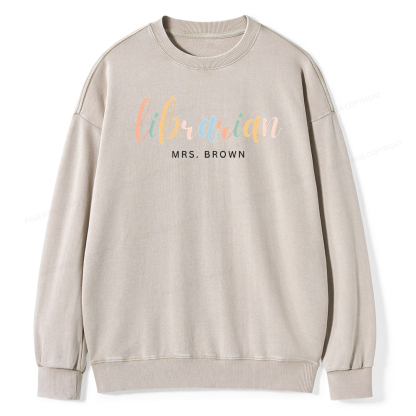 Pagewings Custom Librarian Sweatshirt, Personalized Gift for Librarian Unisex Washed Sweatshirt