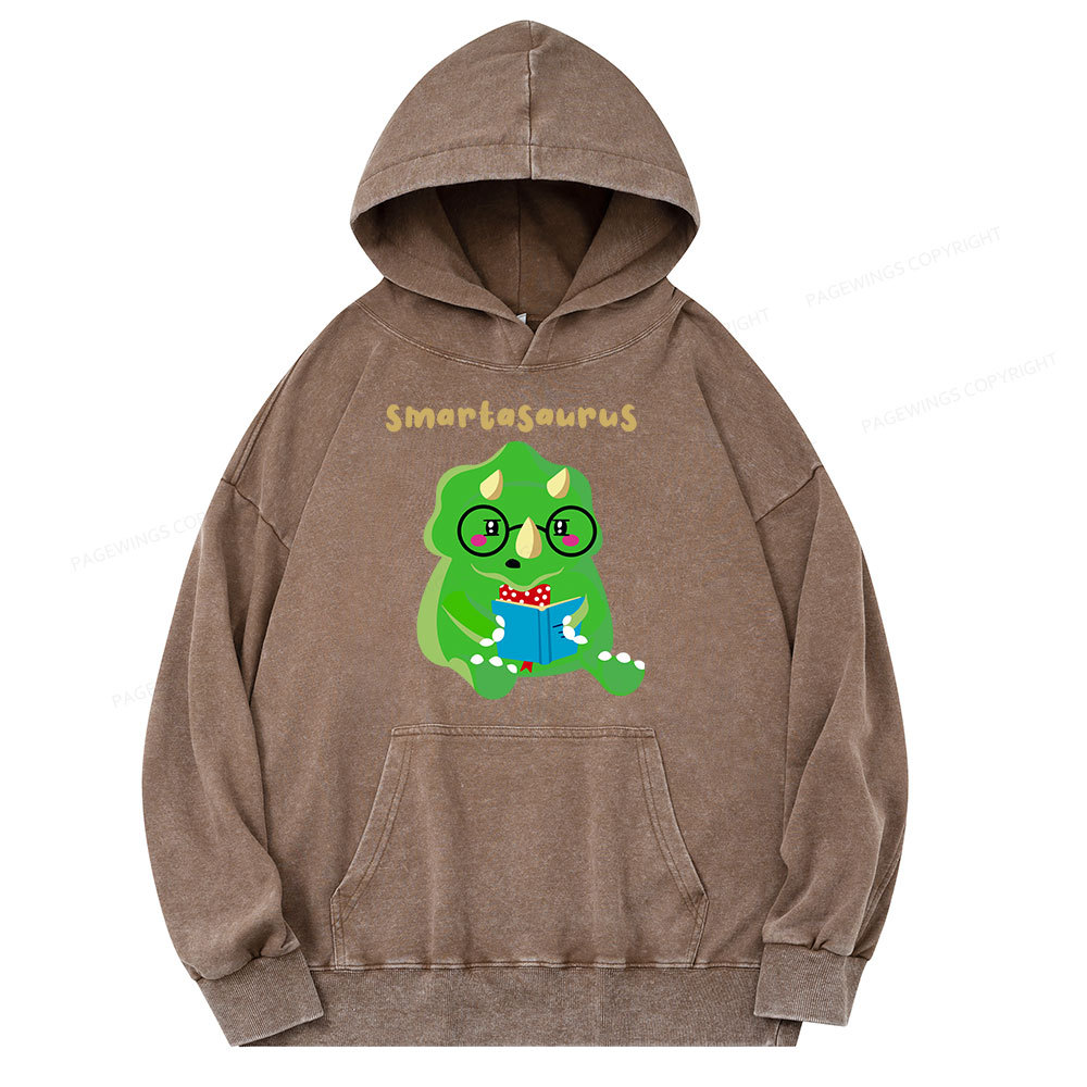 Pagewing Smart Dinosaur Is Reading Seriously Unisex Washed Hoodie