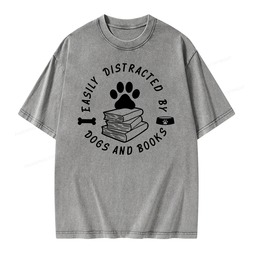 Pagewings Book Lover Sweater, Funny Dog Sweater Unisex Washed T-shirt