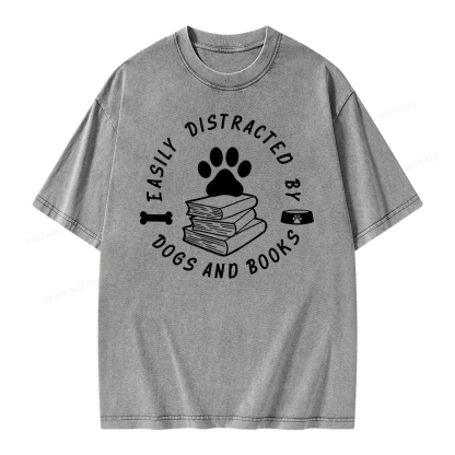 Pagewings Book Lover Sweater, Funny Dog Sweater Unisex Washed T-shirt