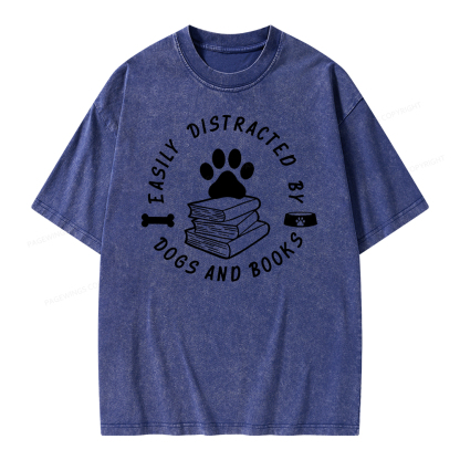 Pagewings Book Lover Sweater, Funny Dog Sweater Unisex Washed T-shirt