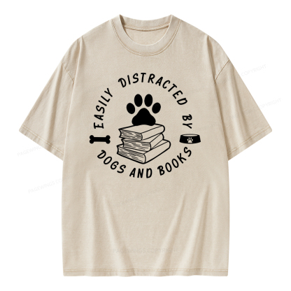 Pagewings Book Lover Sweater, Funny Dog Sweater Unisex Washed T-shirt