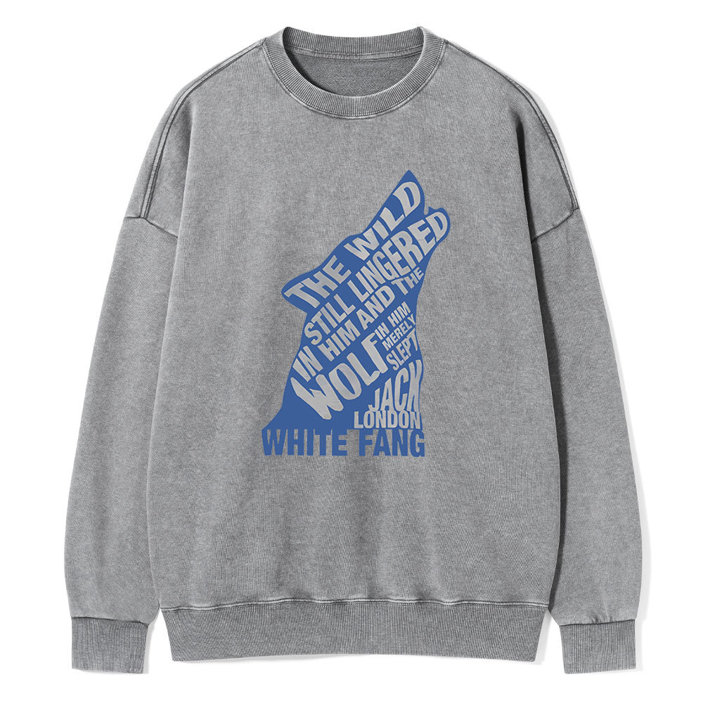 Pagewings White Fang by Jack London Blue Book Quote Unisex Washed Sweatshirt