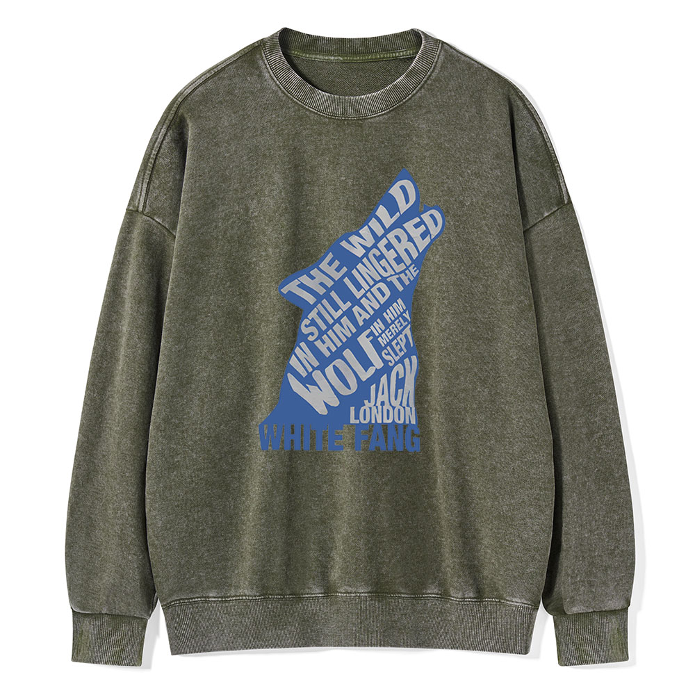Pagewings White Fang by Jack London Blue Book Quote Unisex Washed Sweatshirt