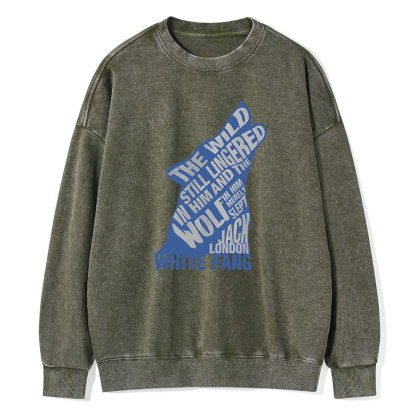 Pagewings White Fang by Jack London Blue Book Quote Unisex Washed Sweatshirt