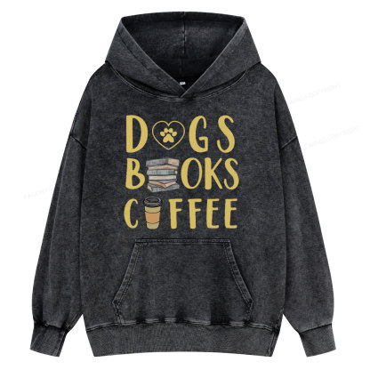 Pagewing Dogs, Books, Coffee Unisex Washed Hoodie
