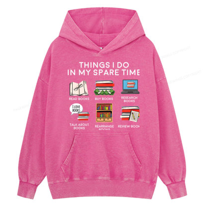 Pagewings Books Reading In My Spare Time Unisex Washed Hoodie