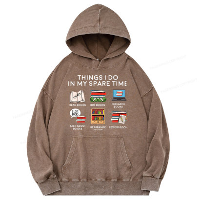 Pagewings Books Reading In My Spare Time Unisex Washed Hoodie