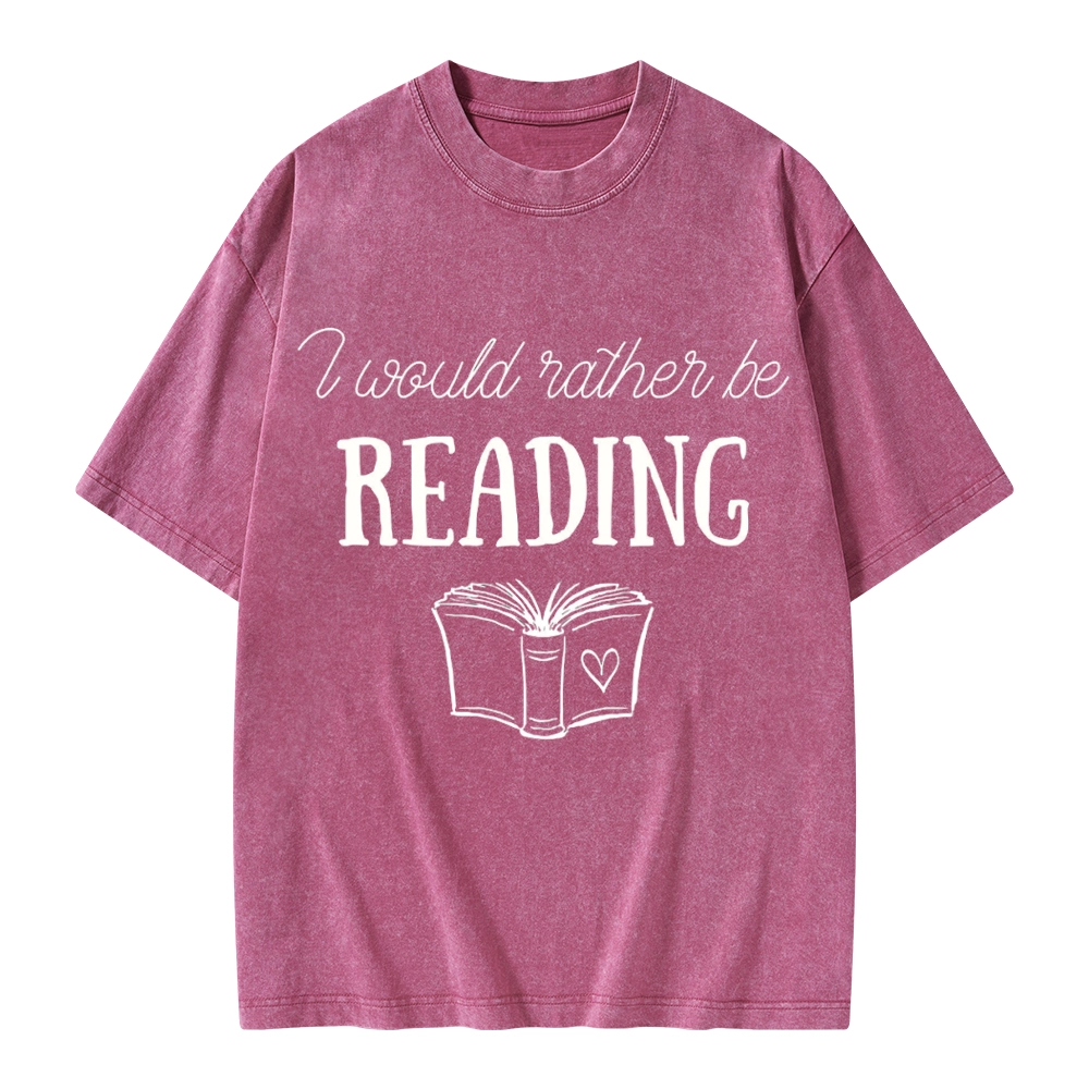 Pagewings I Would Rather Be Reading Unisex Washed T-shirt