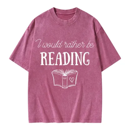 Pagewings I Would Rather Be Reading Unisex Washed T-shirt