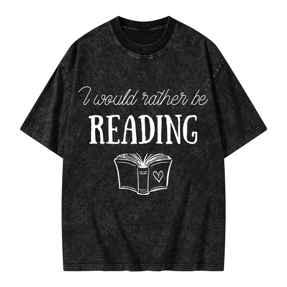 Pagewings I Would Rather Be Reading Unisex Washed T-shirt